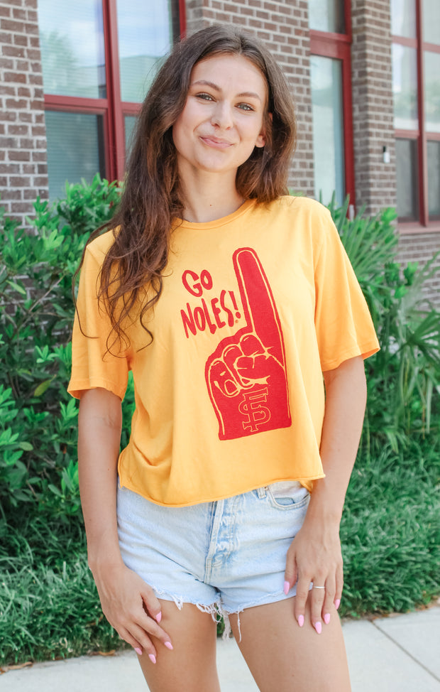 The Go 'Noles Vintage Boyfriend Crop Tee (Gold)