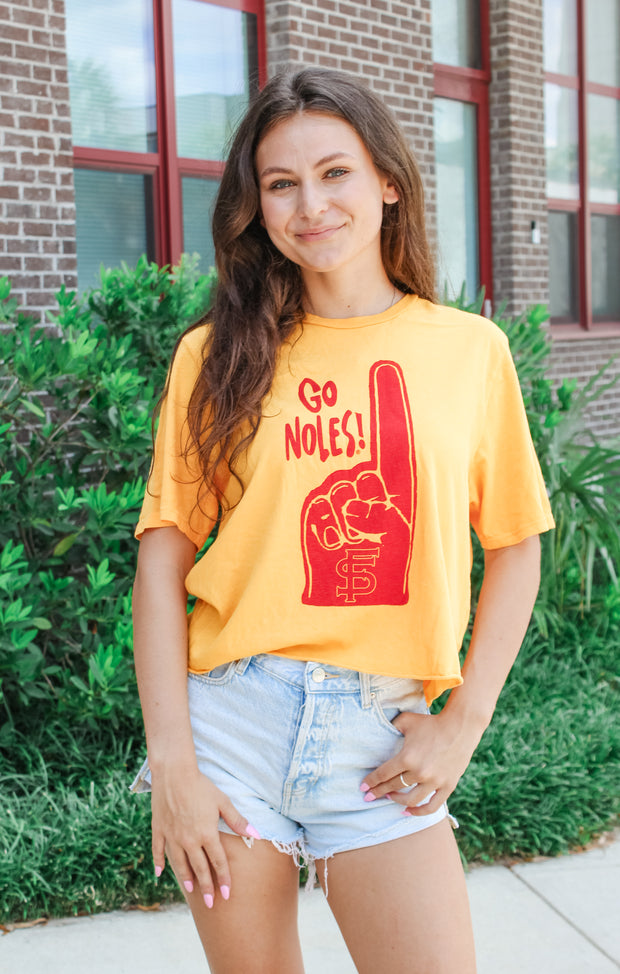 The Go 'Noles Vintage Boyfriend Crop Tee (Gold)