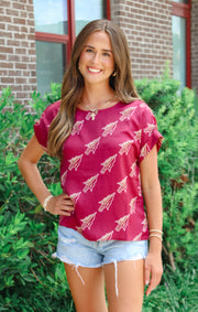 The FSU Spear Rolled Cuff Blouse
