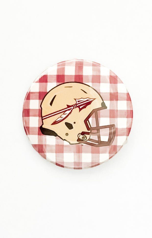 The "Gingham Helmet" Game Day Pin