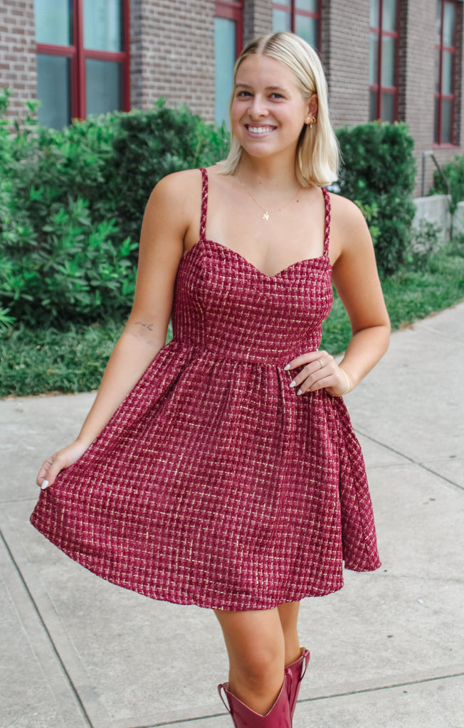 Florida State Seminoles Women's Apparel - The Tweed Garnet + Gold Dress L Florida State Seminoles Women's Apparel - The Tweed Garnet + Gold Dress L