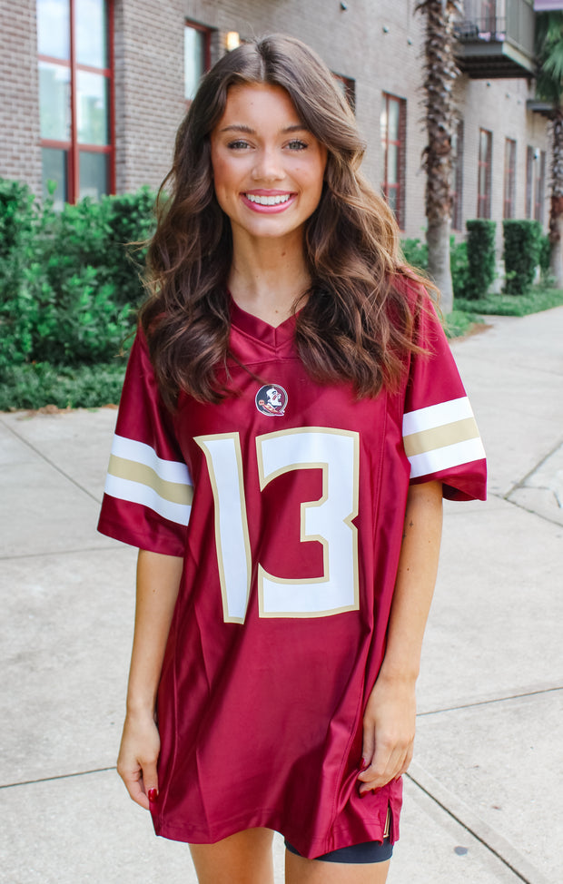 Florida State Seminoles Women's Apparel - Retro Brand The JORDAN TRAVIS Football Jersey (Garnet) S Florida State Seminoles Women's Apparel - Retro Brand The JORDAN TRAVIS Football Jersey (Garnet) S