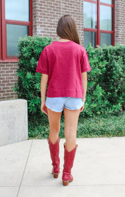 The FSU Seminoles Glitter Script Boxy Top