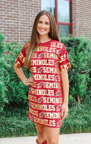 The FSU Seminoles Sequin Repeat T-Shirt Dress