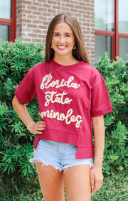 The FSU Seminoles Glitter Script Boxy Top