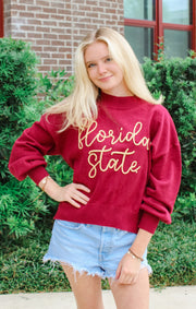 The FSU Embroidered Mock Neck Sweater