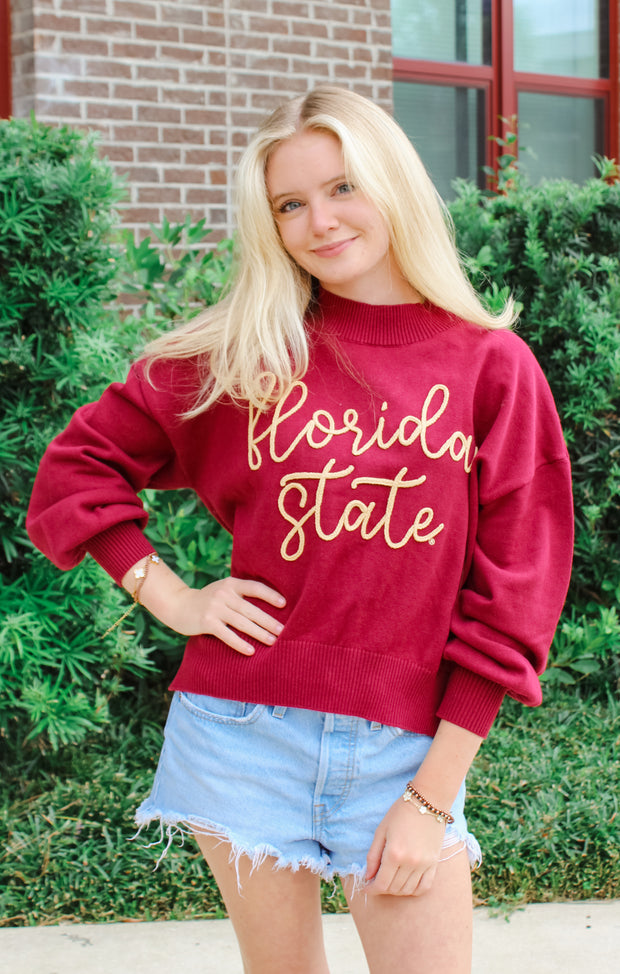 The FSU Embroidered Mock Neck Sweater