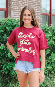 The FSU Seminoles Glitter Script Boxy Top