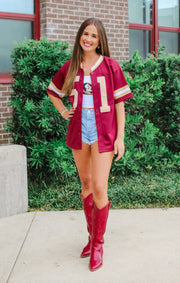 The FSU Football Button Down Jersey (Garnet)