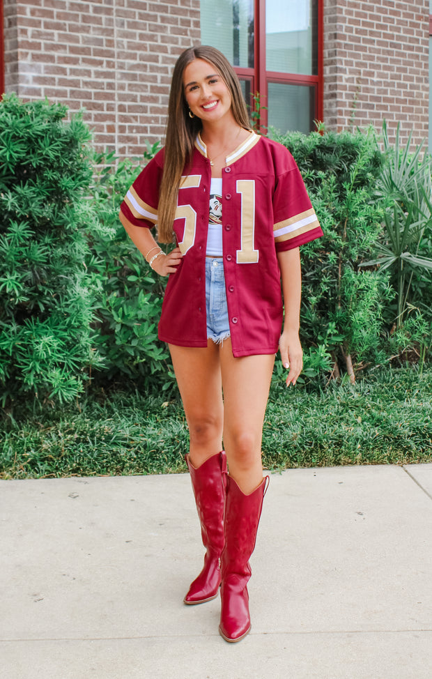 The FSU Football Button Down Jersey (Garnet)