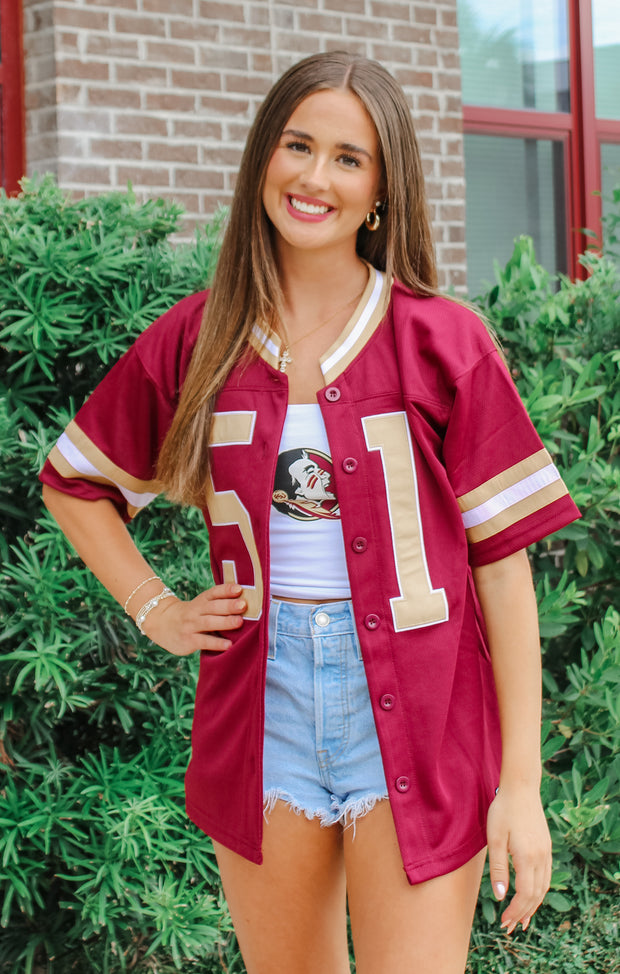 The FSU Football Button Down Jersey (Garnet)