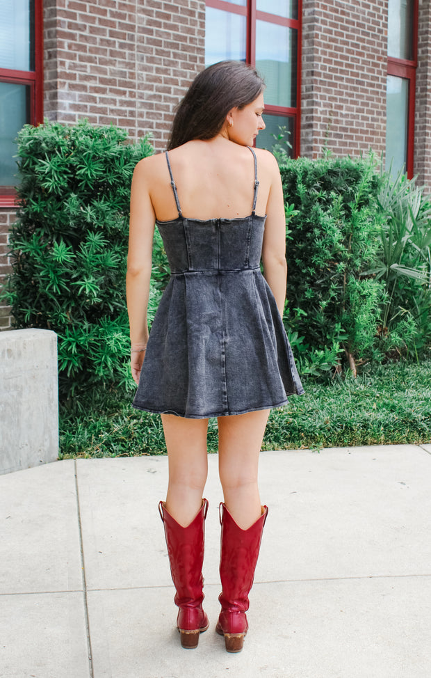 The Denim Corset Mini (Washed Black)