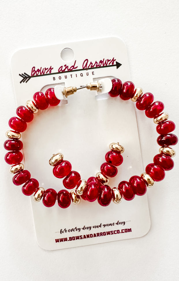The Garnet & Gold Beaded Hoops