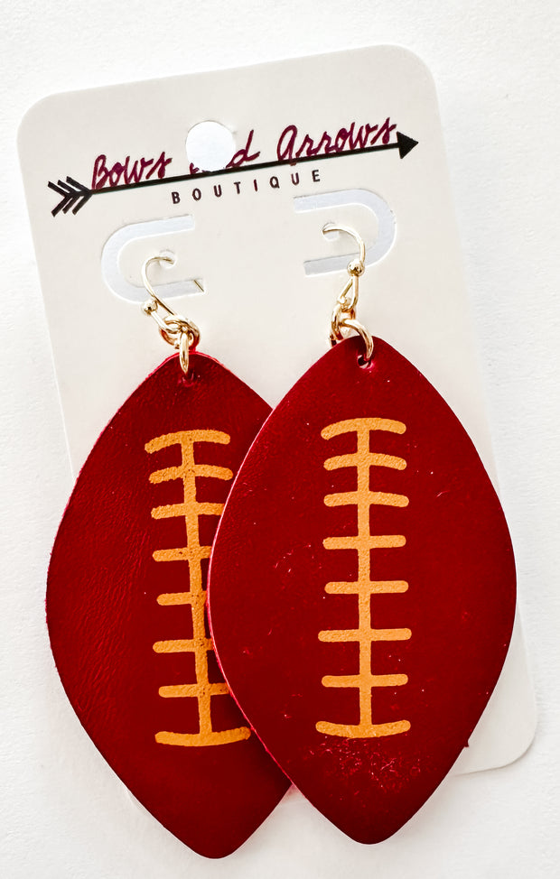 The Garnet + Gold Football Earrings