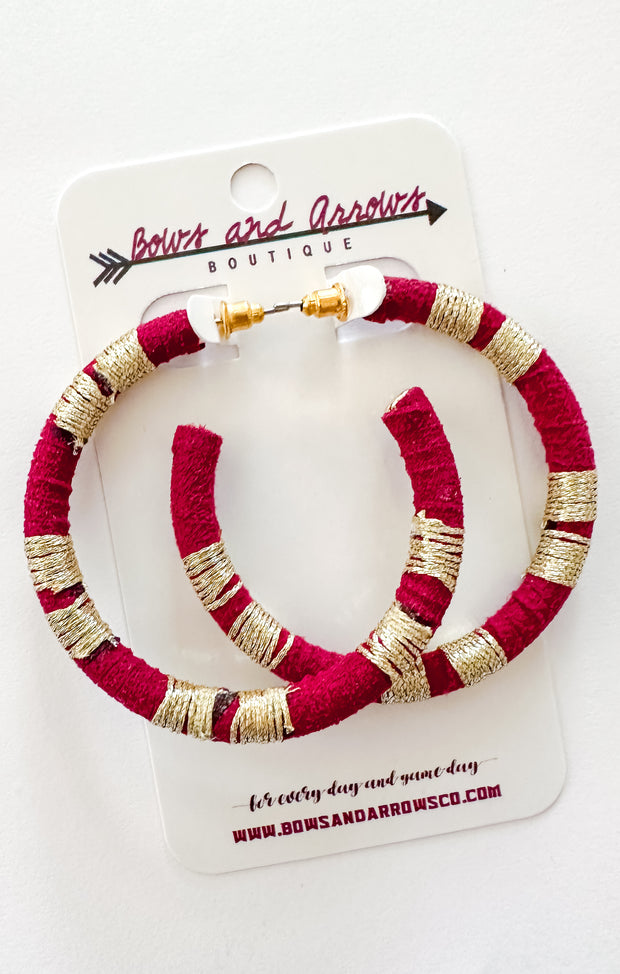 The Garnet + Gold Thread Wrapped Hoops
