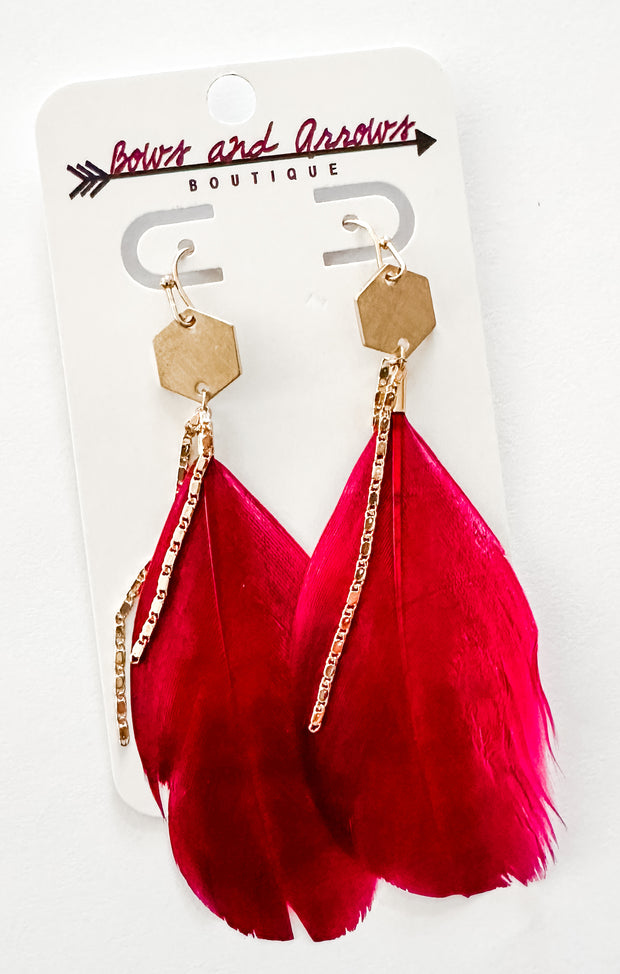The Feather Earrings (Garnet & Gold)