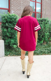 The Sequin Jersey Tee Dress (Garnet)