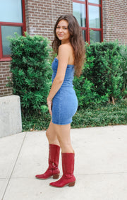 The Studded Denim Mini Dress