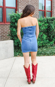The Studded Denim Mini Dress