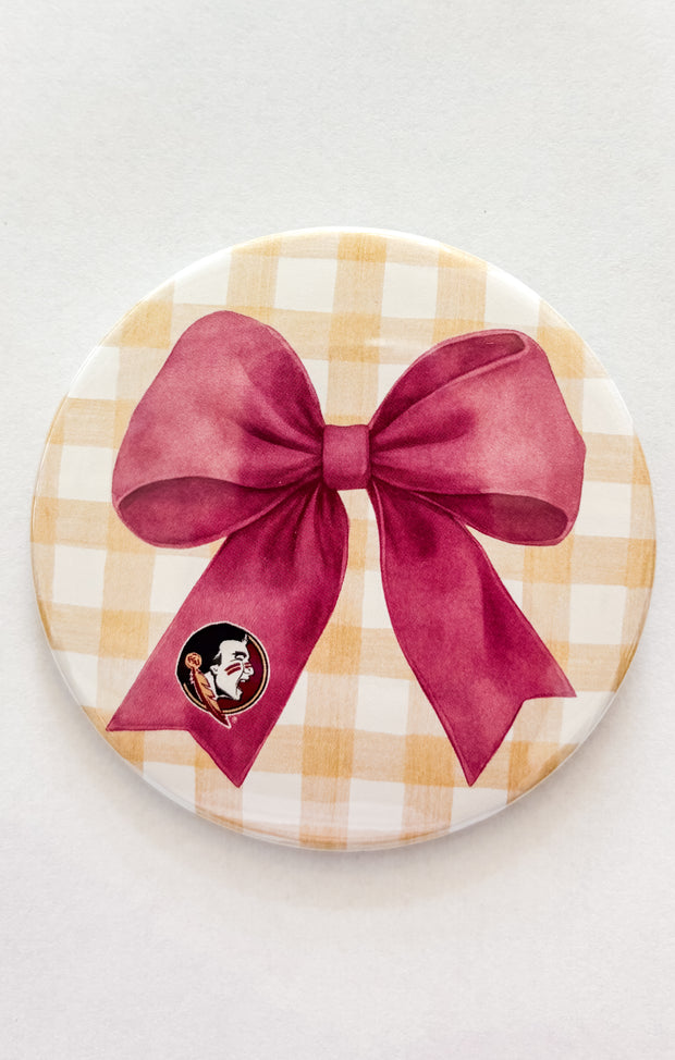 The "Gingham Bow" Game Day Pin