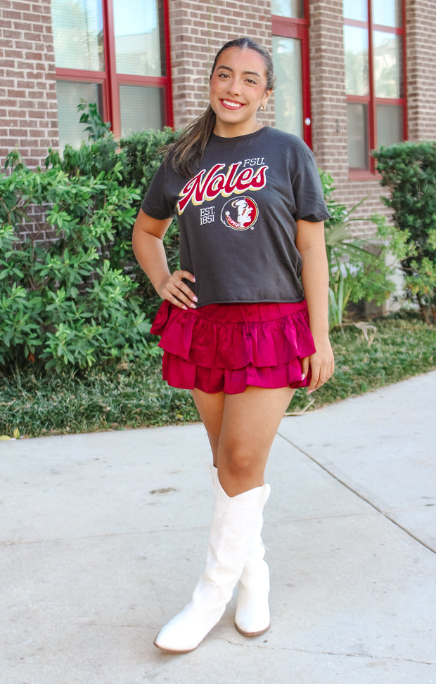 The 'Noles Est. 1851 Vintage Boyfriend Cropped Tee (Black)