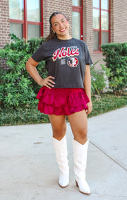 The 'Noles Est. 1851 Vintage Boyfriend Cropped Tee (Black)