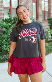 The 'Noles Est. 1851 Vintage Boyfriend Cropped Tee (Black)