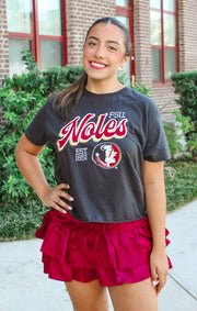 The 'Noles Est. 1851 Vintage Boyfriend Cropped Tee (Black)