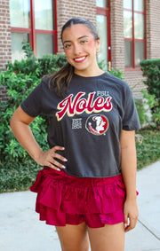 The 'Noles Est. 1851 Vintage Boyfriend Cropped Tee (Black)