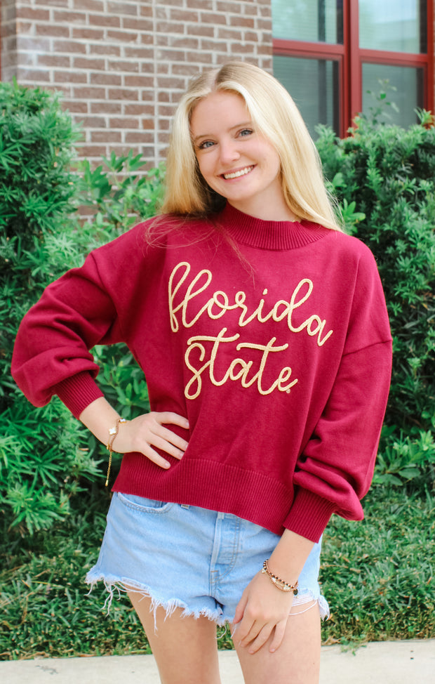 The FSU Embroidered Mock Neck Sweater