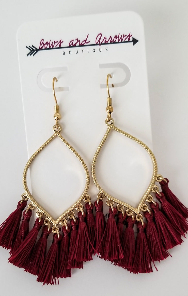 The Garnet Marquise Tassel Earrings