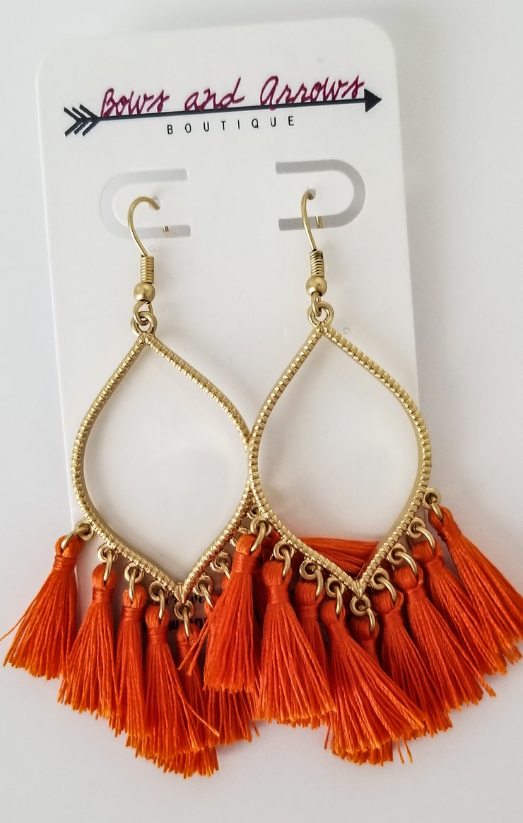 The Orange Marquise Tassel Earrings