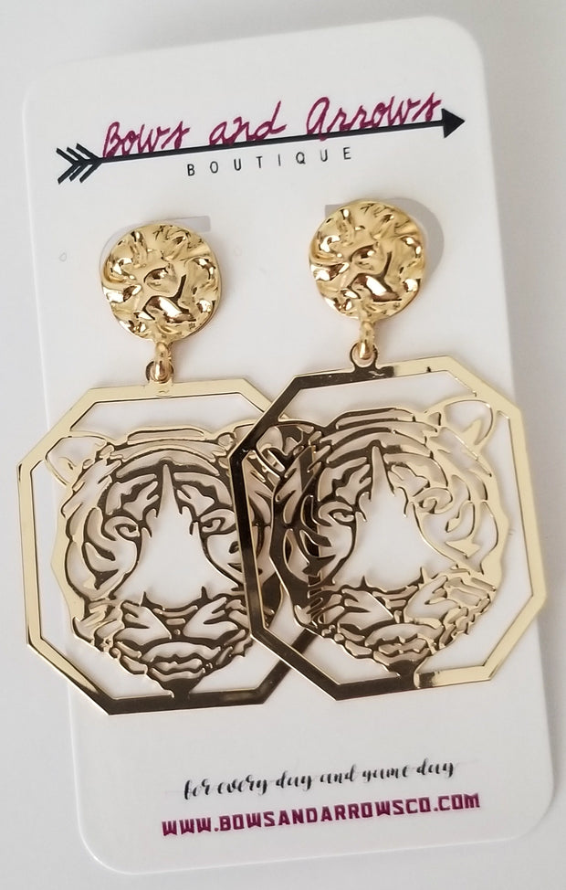 The Tiger Filigree Octagon Earrings