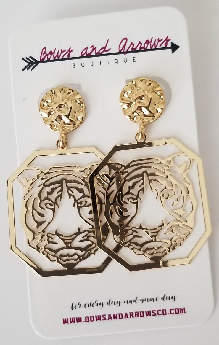 The Tiger Filigree Octagon Earrings