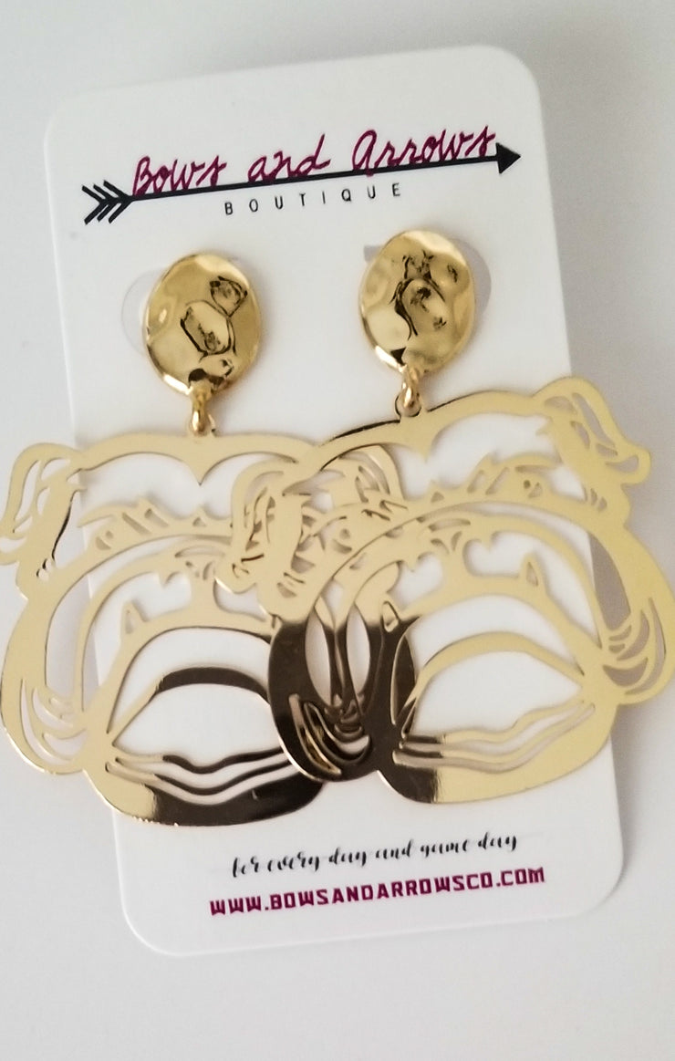 The Bulldog Filigree Drop Earrings (Gold)