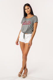 State Fan Script Tie Front Top (3771586969648)