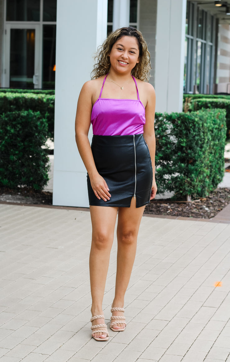 The Silky Satin Bodysuit (Magenta)