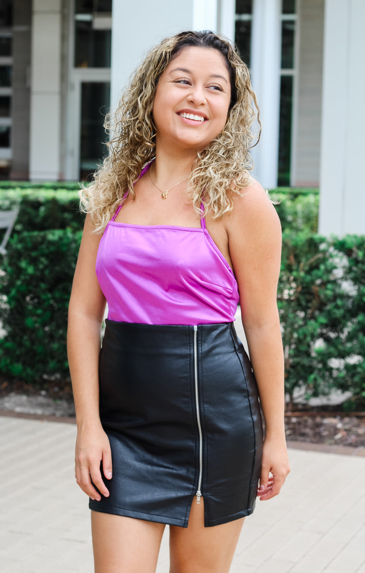 The Silky Satin Bodysuit (Magenta)
