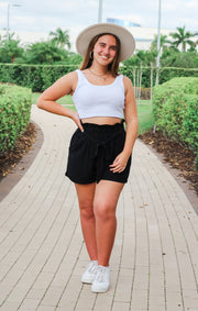 The Belted Linen Short (Black)