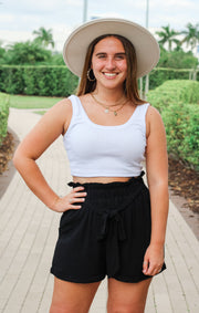 The Belted Linen Short (Black)