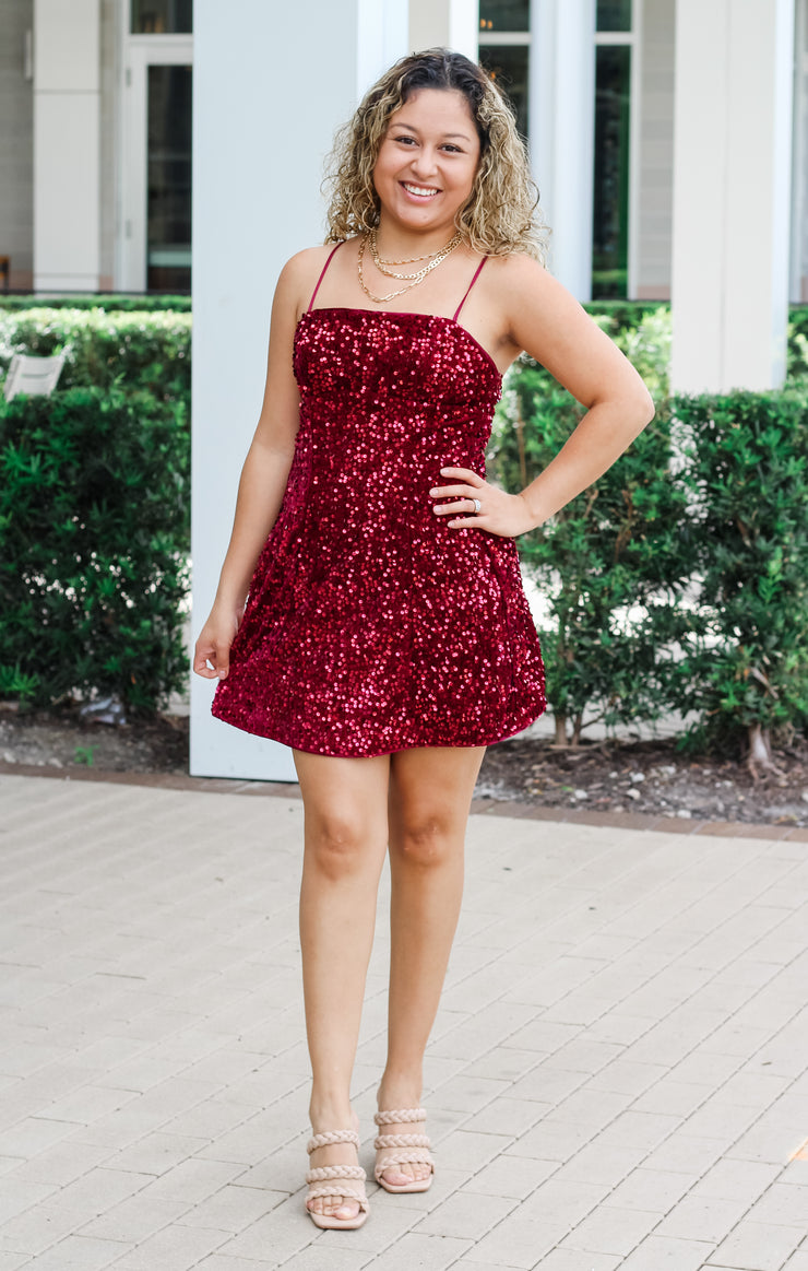 The Sequin Cami Mini (Garnet)