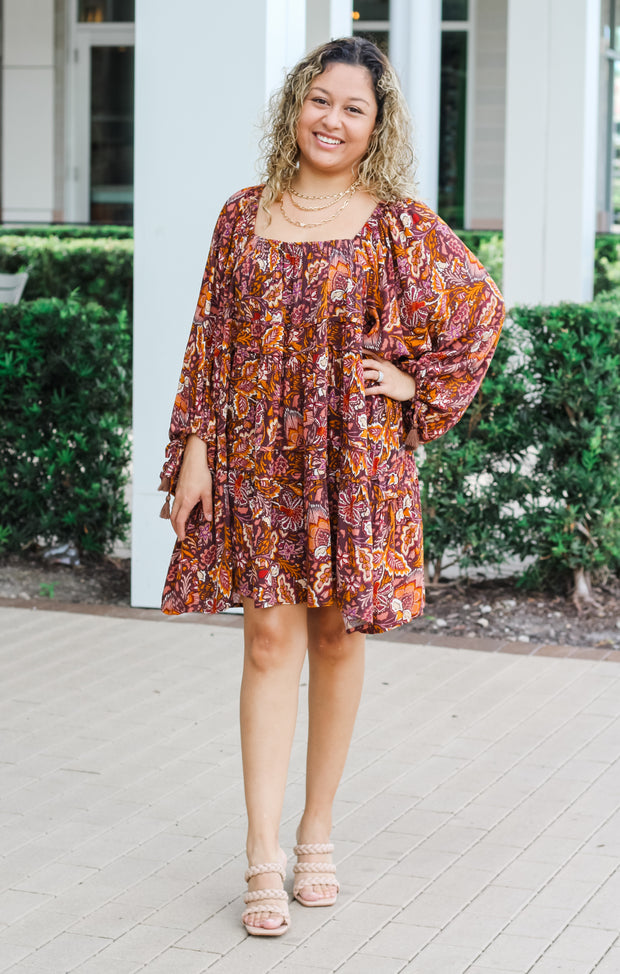 The Fall Boho Mini Dress (Purple)