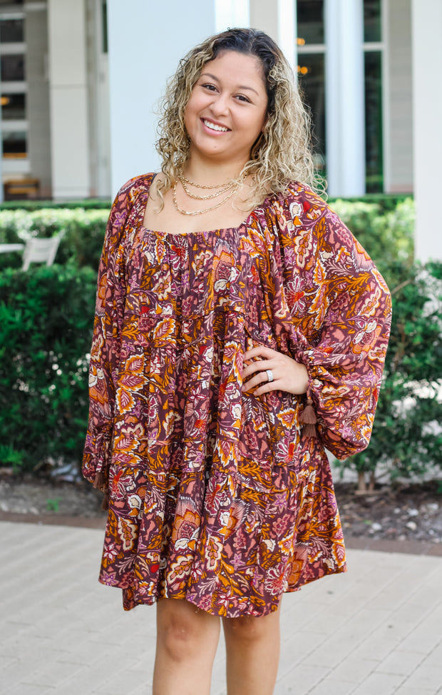 The Fall Boho Mini Dress (Purple)