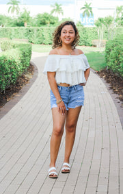 The Tiered Smocked Babydoll Top (White)