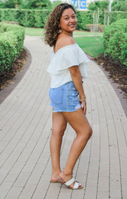 The Tiered Smocked Babydoll Top (White)