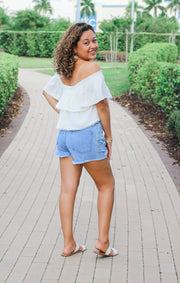 The Tiered Smocked Babydoll Top (White)