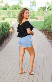 The Tiered Smocked Babydoll Top (Black)