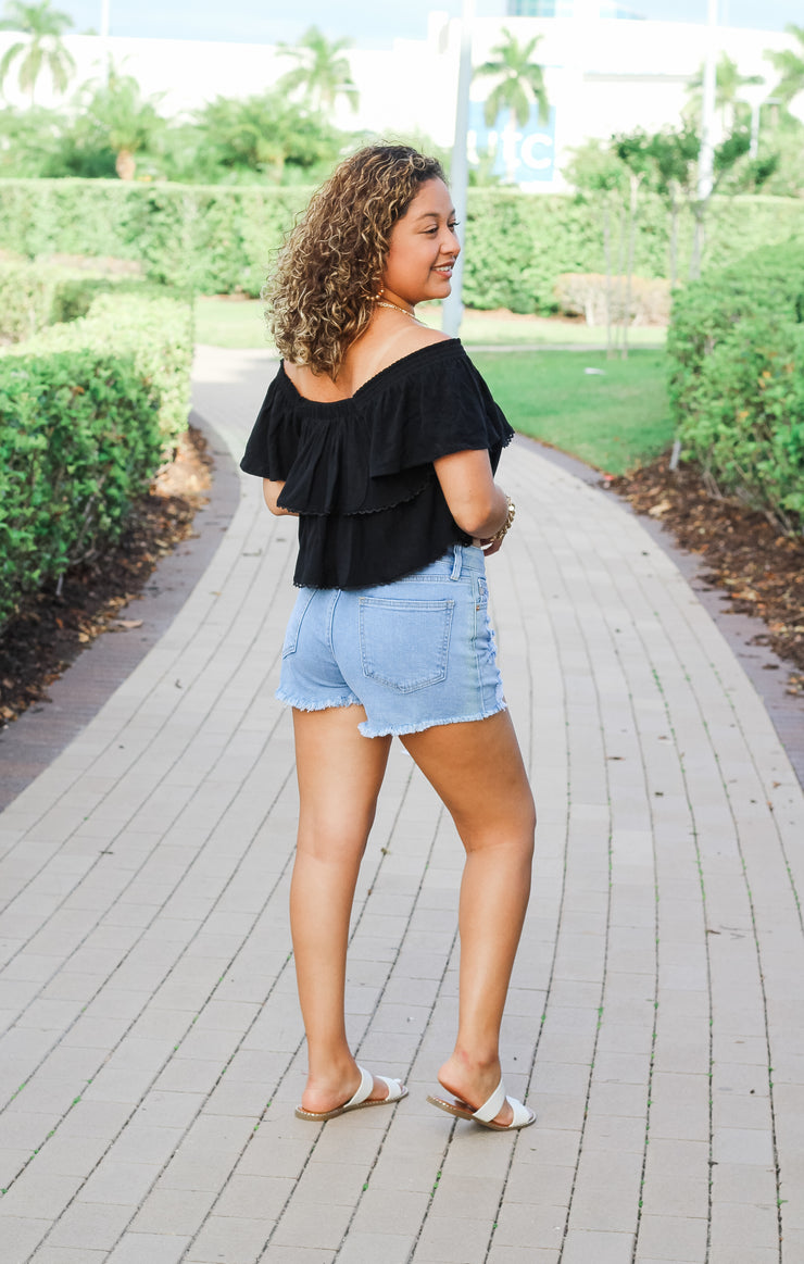 The Tiered Smocked Babydoll Top (Black)