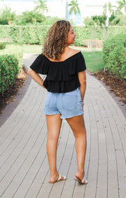 The Tiered Smocked Babydoll Top (Black)