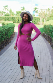 The Fall Fitted Cut-Out Midi (Berry)